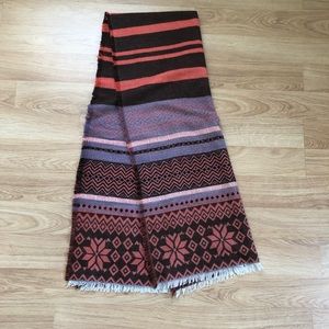 Lili Scarf wool blend blanket scarf in multi stripe and fair isle print